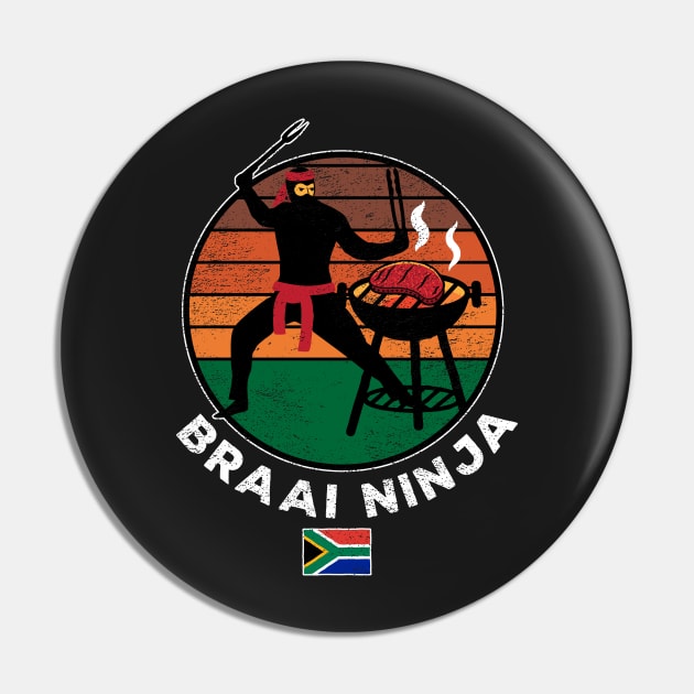 Braai Ninja South Africa Food & Sports Supporter Pin by BraaiNinja