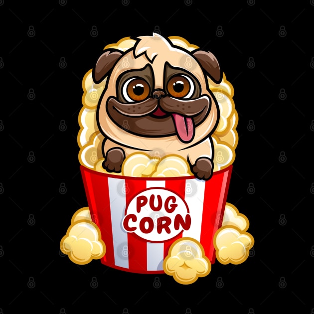 Pug Corn - Funny Popcorn Dog Pun by PnJ