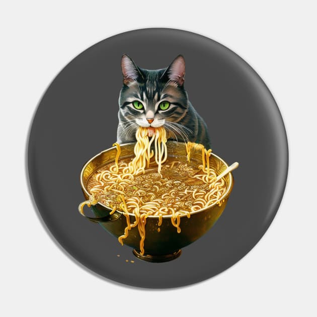 Yummy Ramen Cat - Pet Noodles Pin by HideTheInsanity