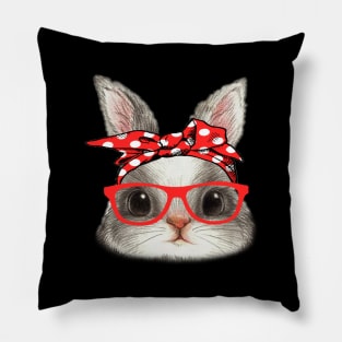 Bunny mom red headband Pillow