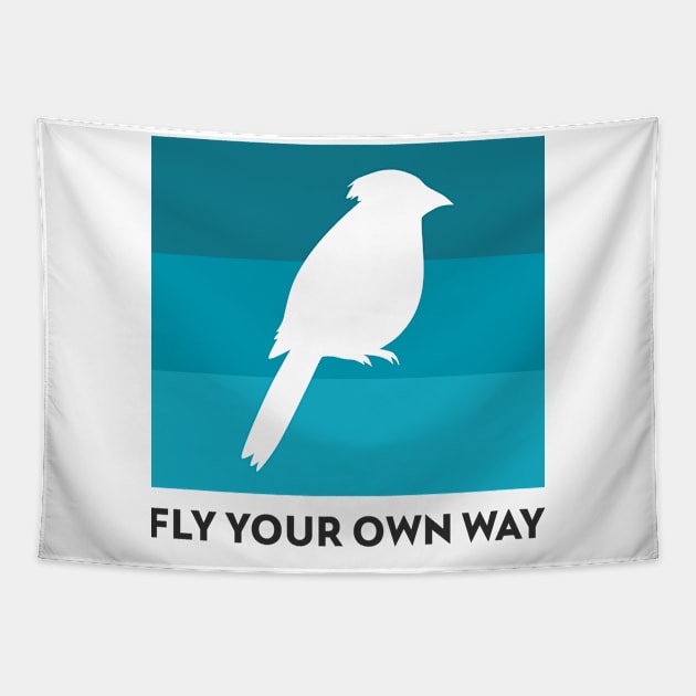 Fly Your Own Way Parrot Bird design, Motivational Quote Tapestry by TatianaLG