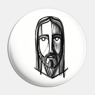 Jesus Christ face ink illustration Pin