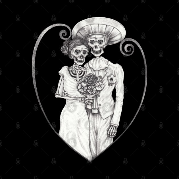 Skeleton lovers couple mexican wedding. by Jiewsurreal