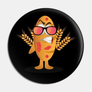 Funny Wheat Angry Cartoon Character With Sunglass Pin