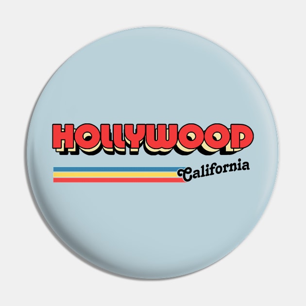 Hollywood, CA \/\/\/\ Retro Typography Design Pin by DankFutura