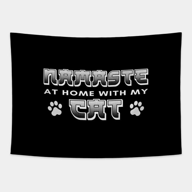 Namaste At Home With My Cat Tapestry by Zen Cosmos Official