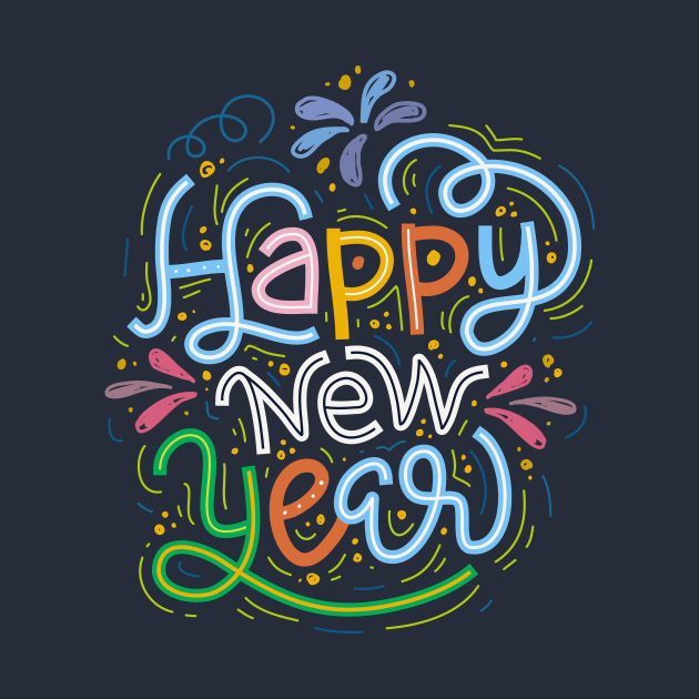 Vibrant Happy New Year Word Art Graphic by SLAG_Creative