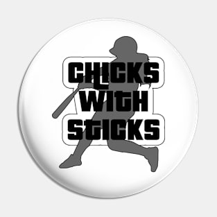 Softball Chick With Sticks Pin