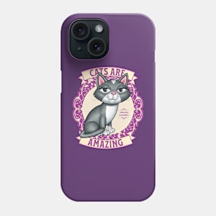 Cute Kitty Cat on Purplish Wreath Cats are Amazing Phone Case