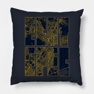 Ecatepec, Mexico City Map Typography - Gold Art Deco Pillow