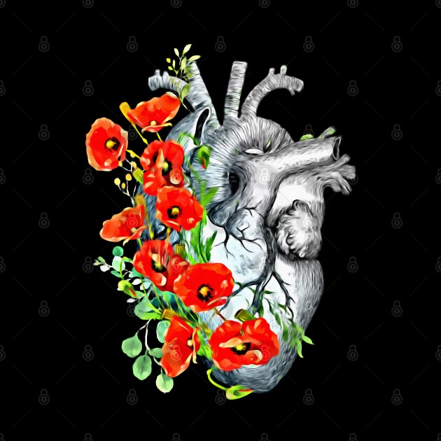 Human heart, poppies plant lovers, Heart ,anatomical Human heart by Collagedream