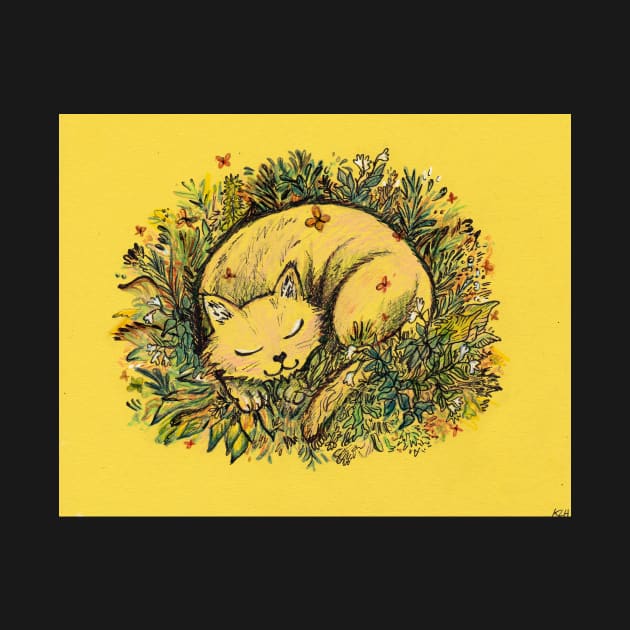 Cat Nap on yellow by sadnettles