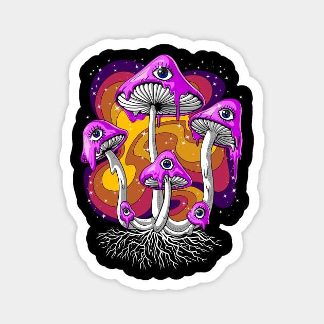 Psychedelic Psilocybin Mushrooms Magnet by underheaven