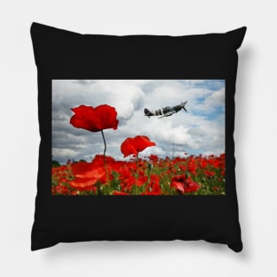 Spitfire Over The Poppy Pillow