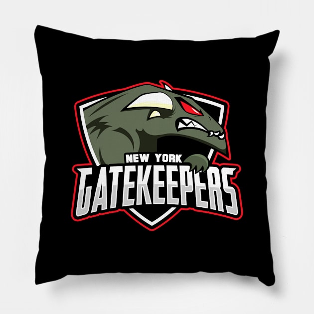 New York Gatekeepers (Black Print) Pillow by Miskatonic Designs