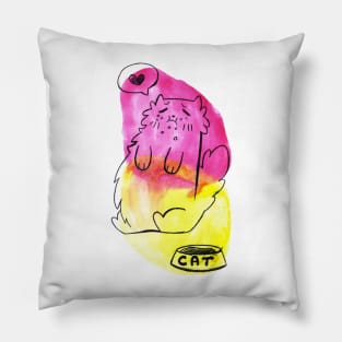 Stuffed Chubby Kitty Watercolor Pillow