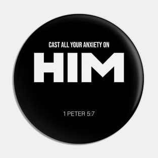 Bible Scripture 1 Peter 5:7 Quote White Pin