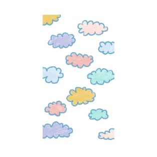 Soft Light Pastels Fluffy Clouds Background Aesthetic Style T-Shirt