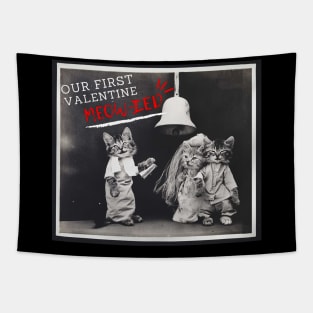 Our first valentine Meow-ied, Cute Funny Newly Weds Tapestry