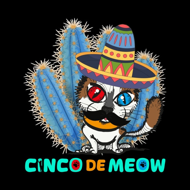 Cinco de Meow Mexican Funny Cat Let’s Fiesta Cinco De Mayo by Mamalika