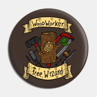 woodworker, tree wizard. carpentry craftsmen banner. Pin