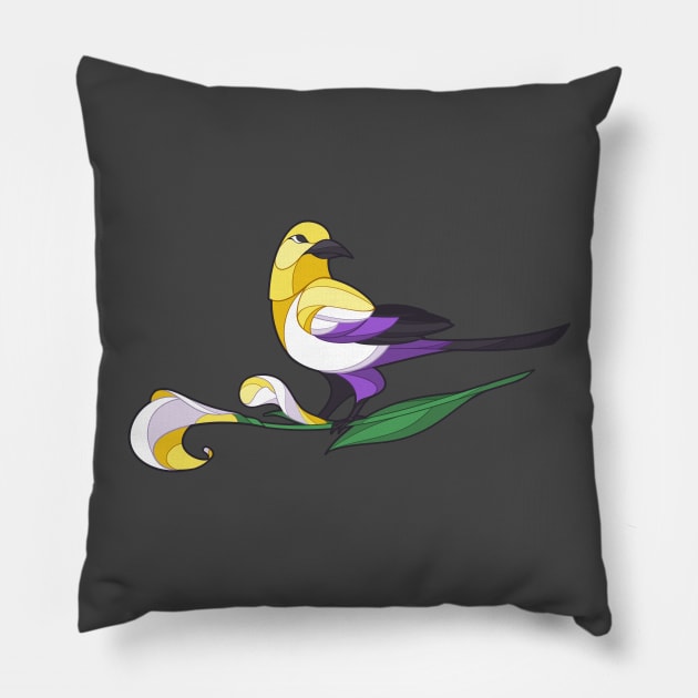 Pride Birds - Non-Binary Pillow by wanderingkotka