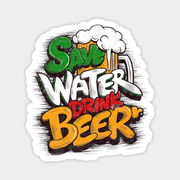Save the Water Drink beer Magnet by HarlinDesign
