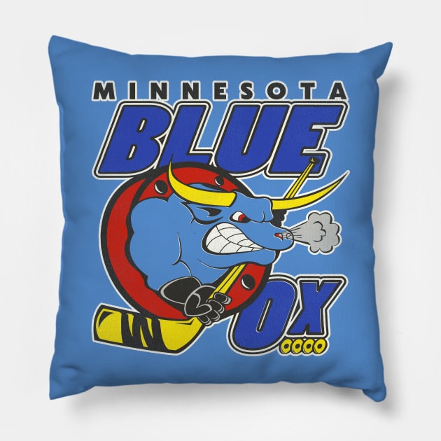 Defunct Minnesota Blue Ox Roller Hockey Pillow by Defunctland