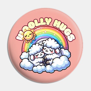 Cute Sheep Love a Mother and Child Design Pin