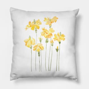 Crossandra infundibuliformis the firecracker flower watercolor Pillow