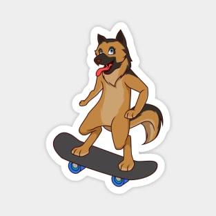 Cartoon shepherd dog riding skateboard Magnet