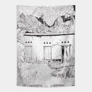 Garden Session Di Linh Vietnam Pen and Ink Illustration Tapestry