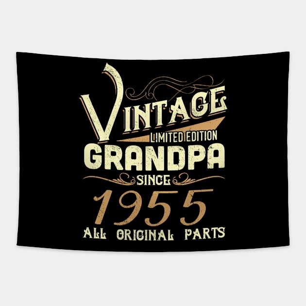 Vintage Grandpa Since 1955 Funny Man Myth Legend Daddy Tapestry by johnbbmerch