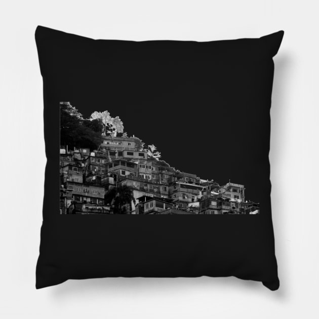 FAVELA RED, Rio de Janeiro Pillow by delcueto