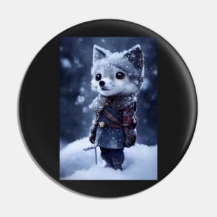 Adorable snow fox adventurer Pin