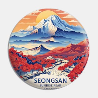 Seongsan Sunrise Peak South Korea Travel Tourism Retro Vintage Pin