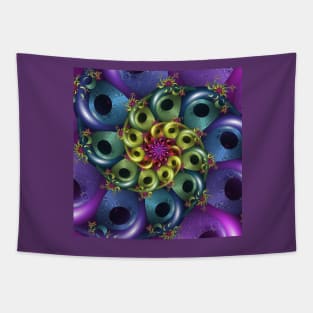 rainbow coloured fractal spiral Tapestry