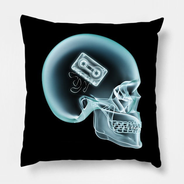 Retro Music Audio Cassette X-Ray Scull Pillow by MintaApparel