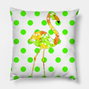 Flamingo On Green Pillow