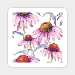 Watercolor Wildflower Purple Coneflower Pattern 2 Magnet