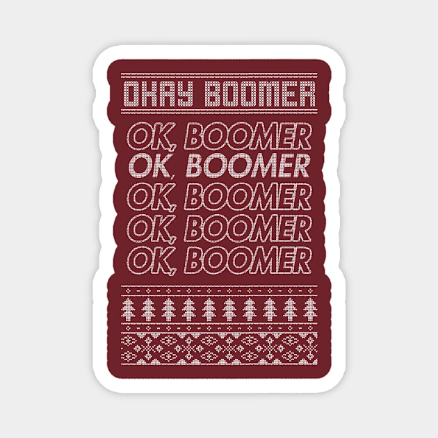 OK, Boomer Christmas Sweater Magnet by stickerfule