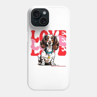 Valentine Long Hair Piebald Dachshund Phone Case