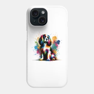 Colorful French Spaniel in Abstract Splash Paint Style Phone Case