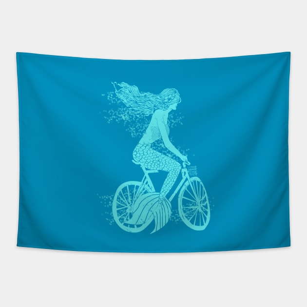 Mermaid on a Bike Tapestry by joysapphire