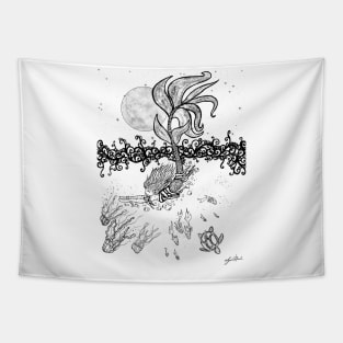 color your own mermaid shirt Tapestry