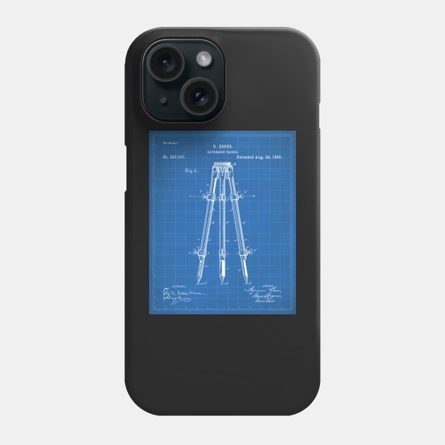 Surveyor Tripod Patent - Land Surveying Geology Geography Art - Blueprint Phone Case by patentpress