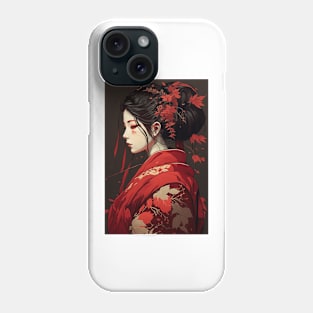 Japanese Beauty with Red Kimono Phone Case