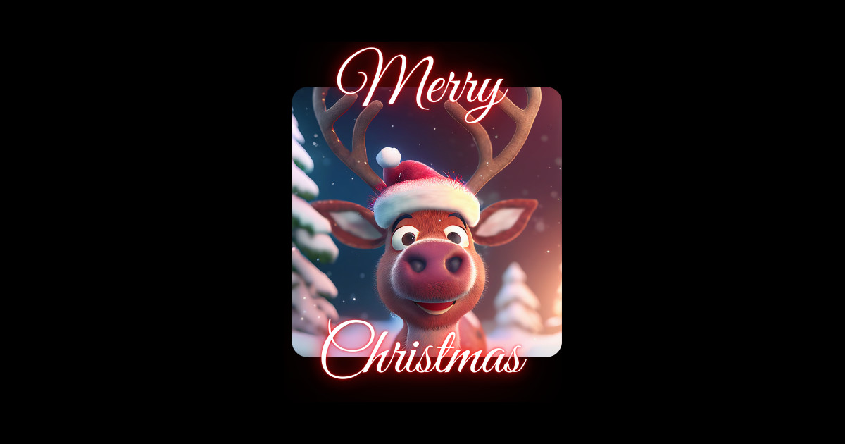 Merry Christmas - Happy Rudolph In The Snow In The Forest - Christmas ...