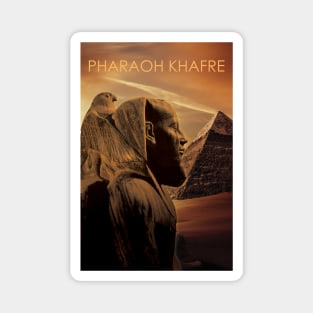 Ancient Egypt Art | Pharaoh Khafre Sculpture Facing His Pyramid Magnet