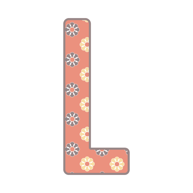 MONOGRAM LETTER L PINK FLORAL TYPOGRAPHY DESIGN by Rhubarb Myrtle